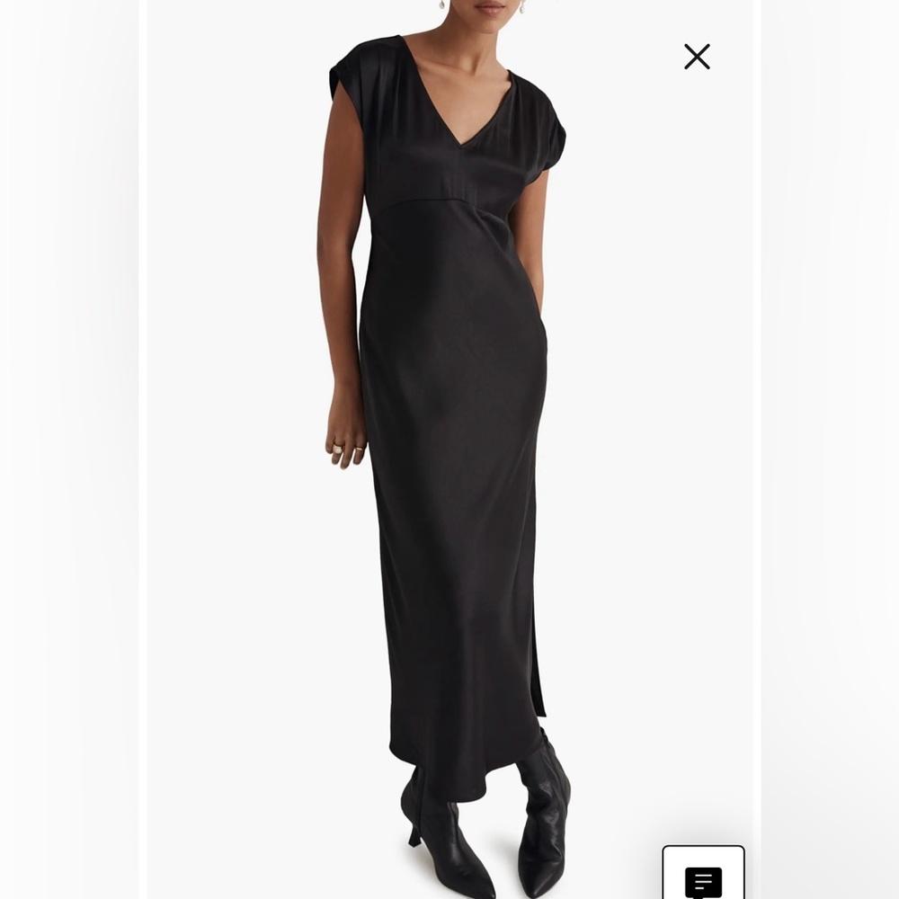Madewell Black Satin Dress NWT